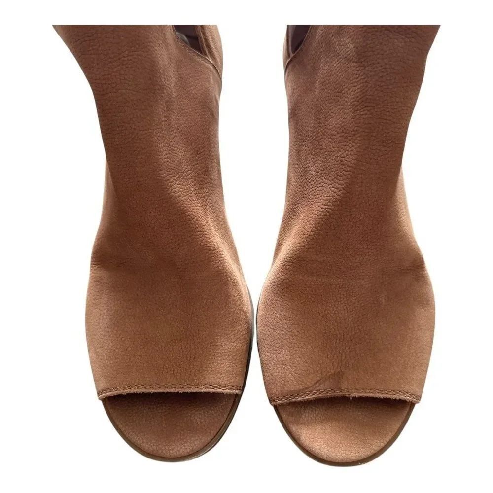 Lucky Brand Womens LK Barren Heeled Booties Brown Leather Open Toe 8.5 - Picture 2 of 11